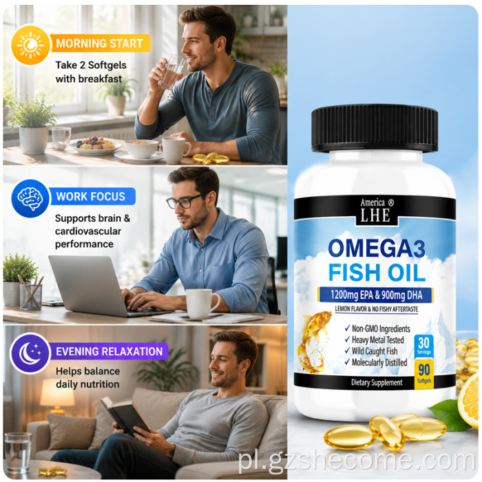 Shecome Omega 3 kapsułki żelowe Zdrowie serca Olej rybny
